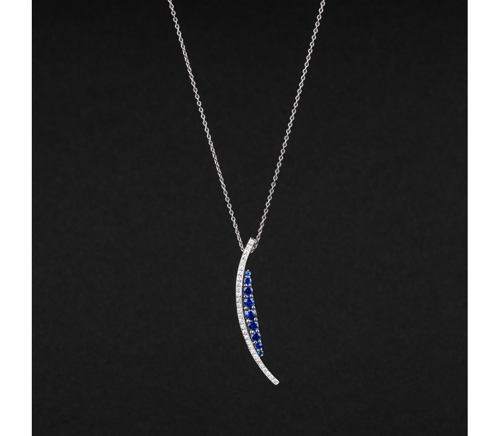 Gold necklace with diamonds and sapphires of the Italian brand Alfieri & St. John - 1