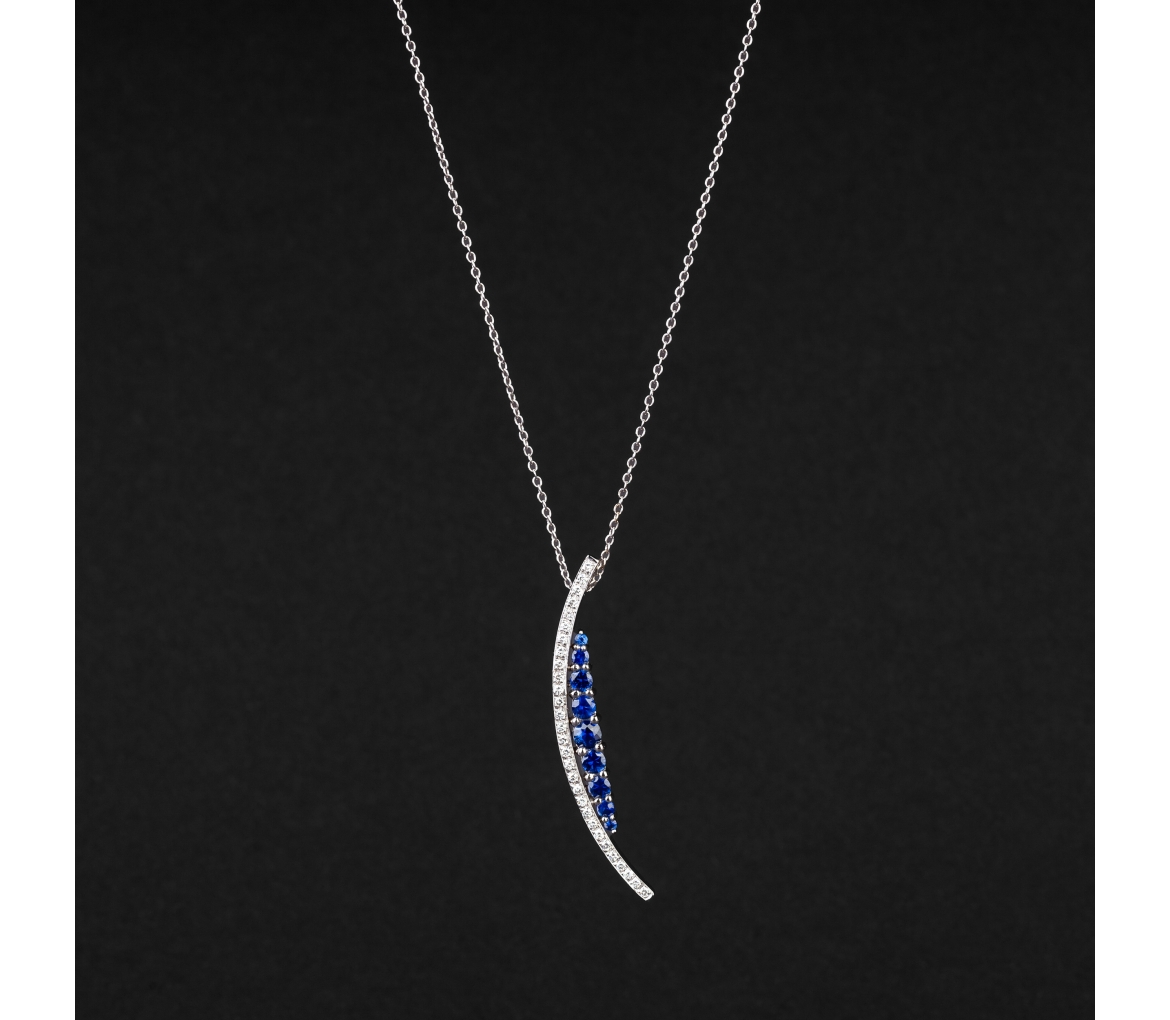 Gold necklace with diamonds and sapphires of the Italian brand Alfieri & St. John - 1