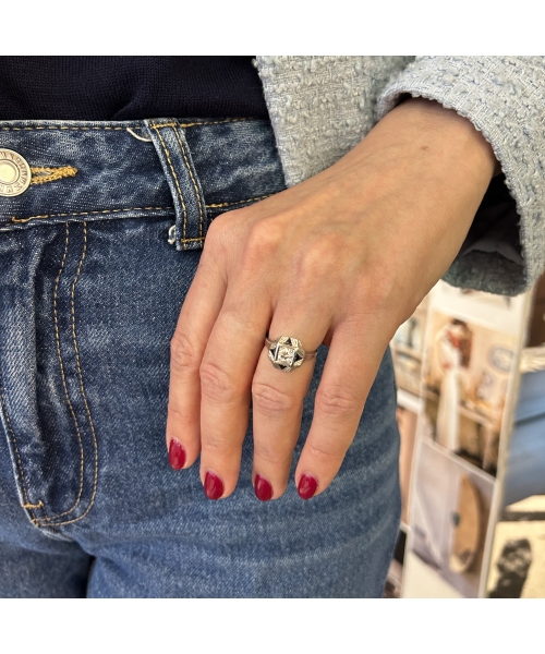 Gold ring with diamond and sapphires, Art Deco - 2