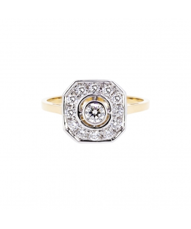 Gold diamond ring in retro setting - Palazzo Mini - 1