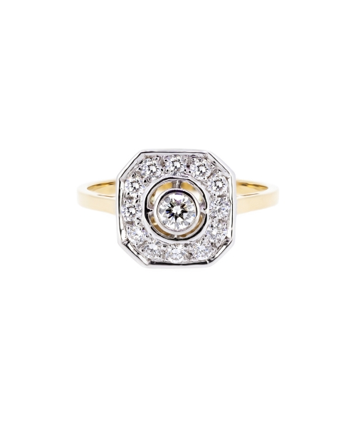 Gold diamond ring in retro setting - Palazzo Mini - 1