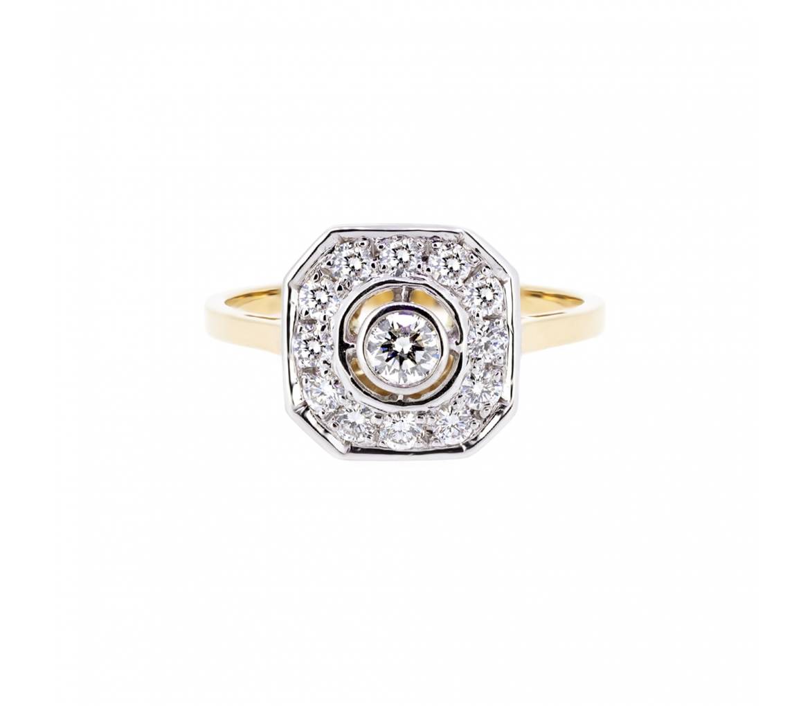 Gold diamond ring in retro setting - Palazzo Mini - 1