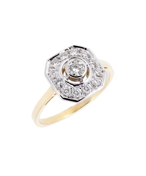 Gold diamond ring in retro setting - Palazzo Mini - 2