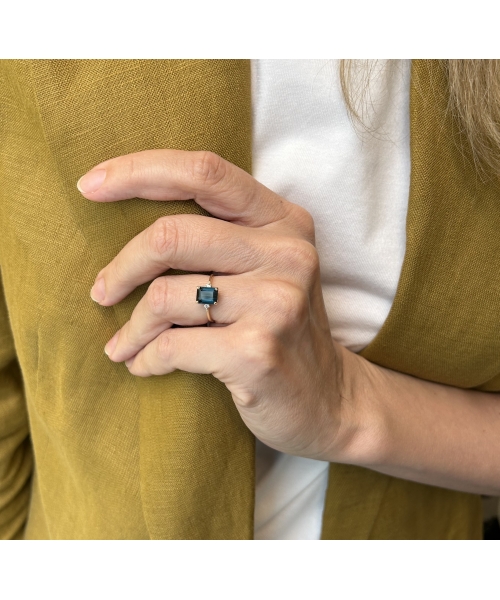 Gold ring with diamonds and tourmaline indicolite - 2