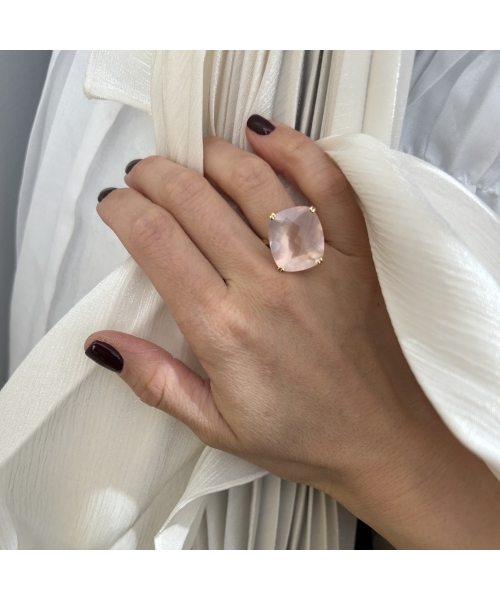 Gold Dolce Vita ring with rose quartz - 4