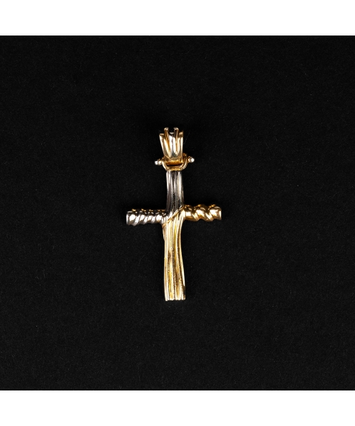 Gold Italy Tasino cross pendant, vintage - 1