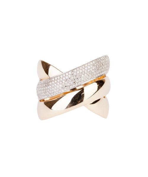 Gold glamour triple ring with diamonds - 1