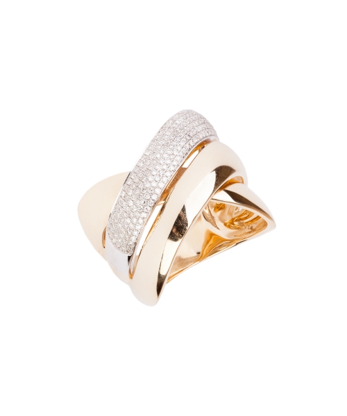 Gold glamour triple ring with diamonds - 2