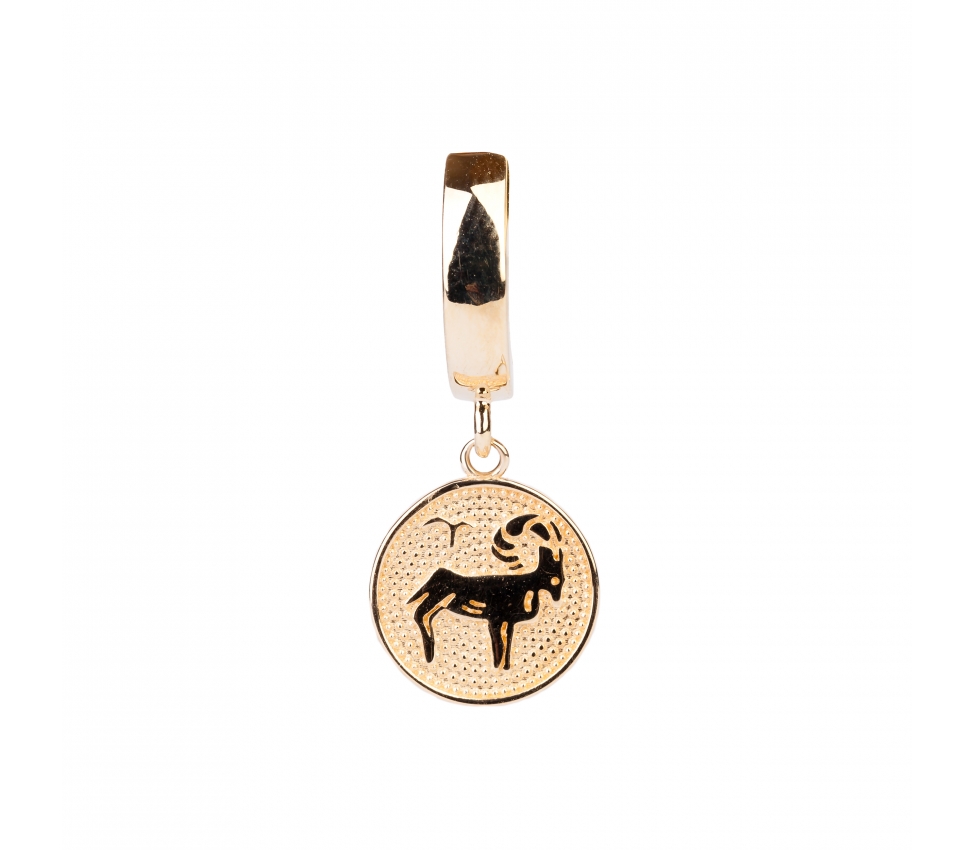 Gold earring zodiac sign Aries - 1