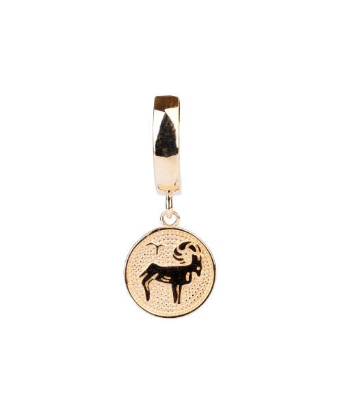 Gold earring zodiac sign Aries - 1