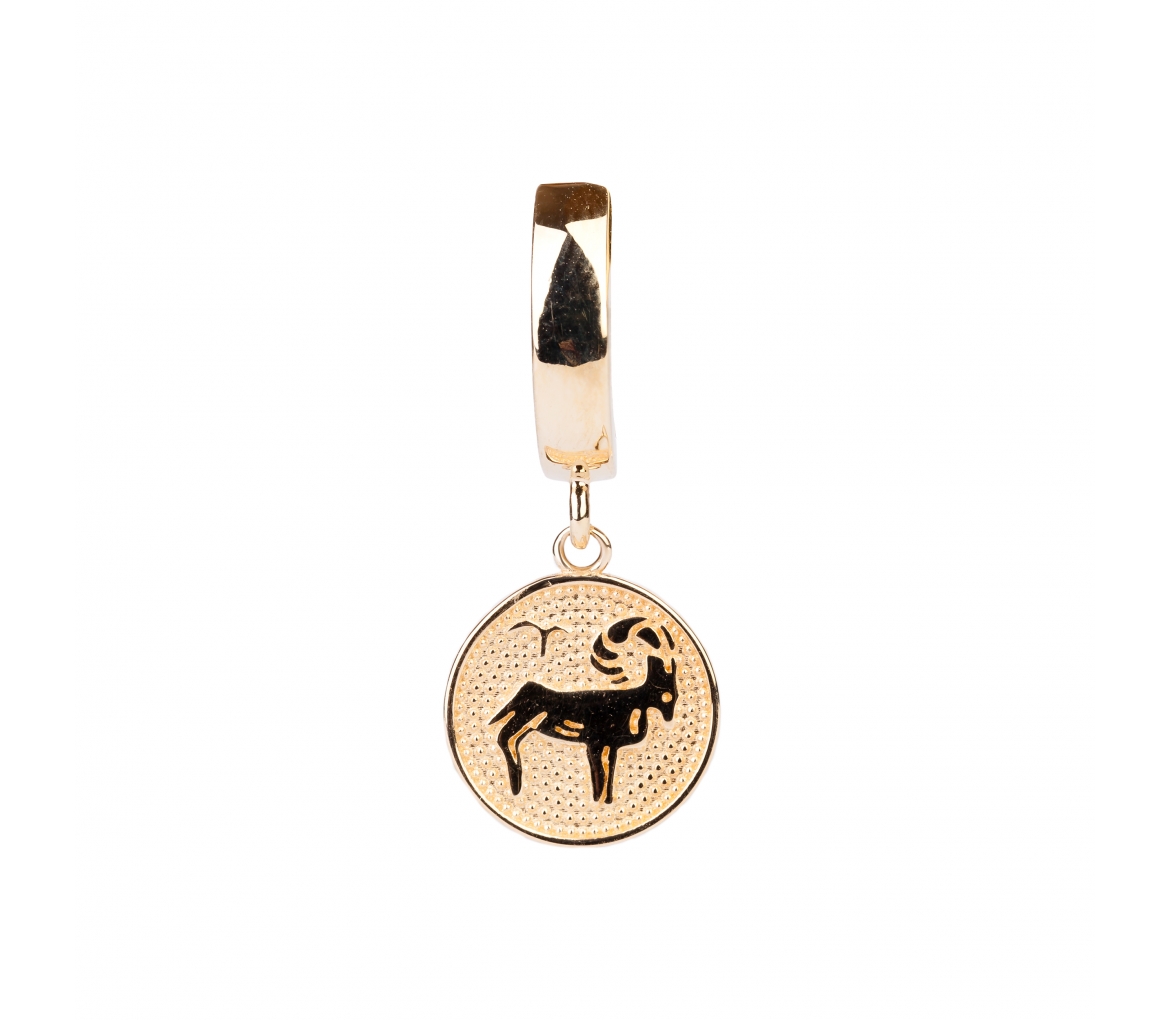 Gold earring zodiac sign Aries - 1