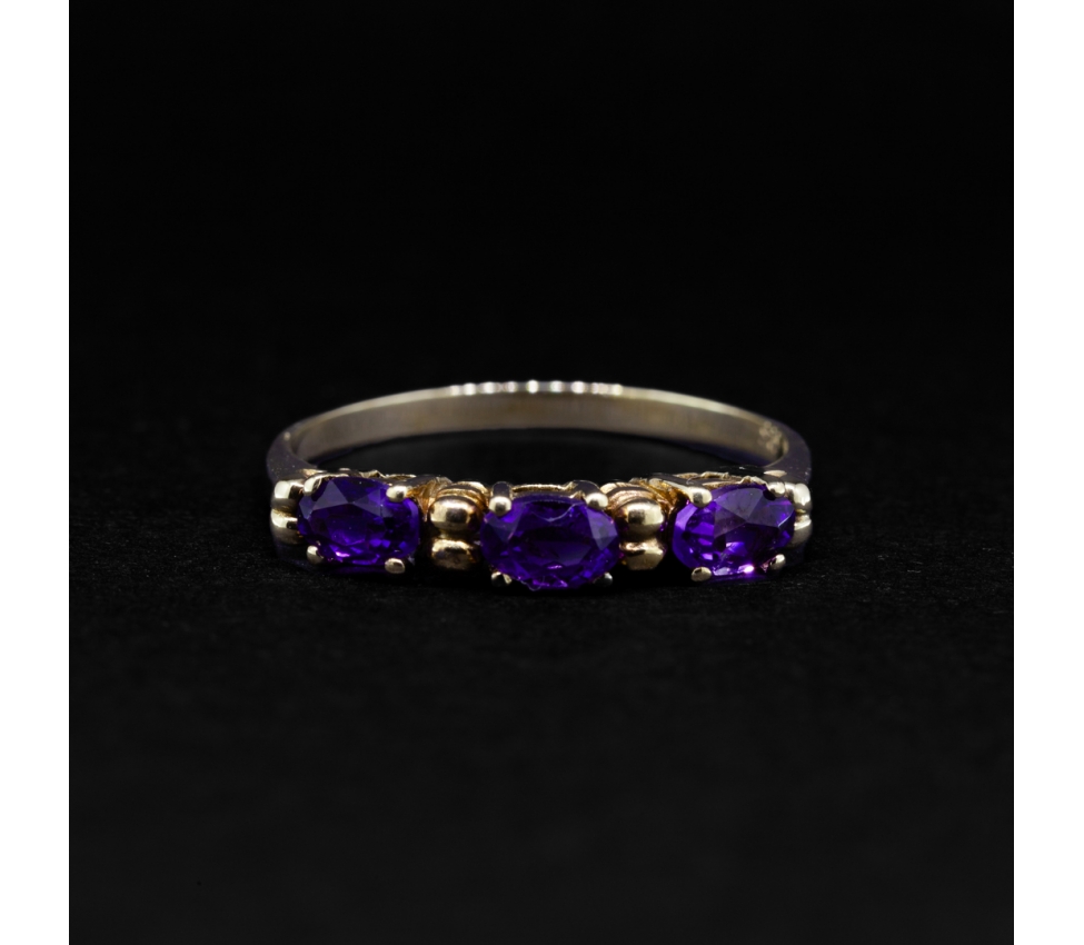 Gold ring with amethysts, vintage - 1