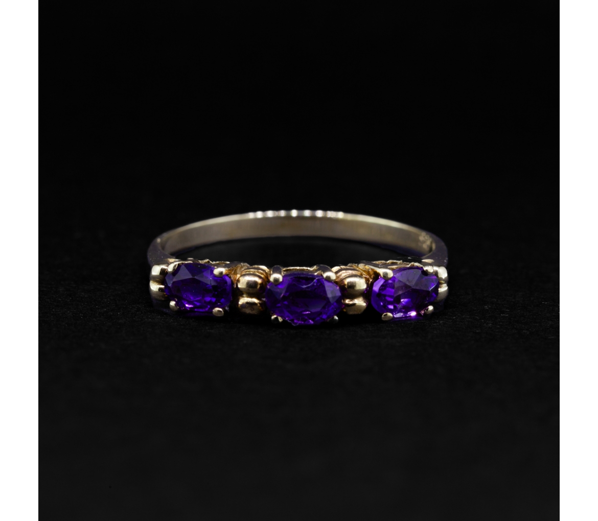 Gold ring with amethysts, vintage - 1