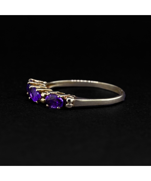 Gold ring with amethysts, vintage - 2