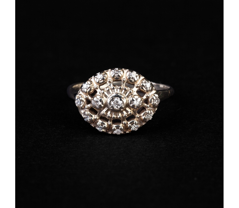 Gold ring with diamonds from the mid-20th century - 1