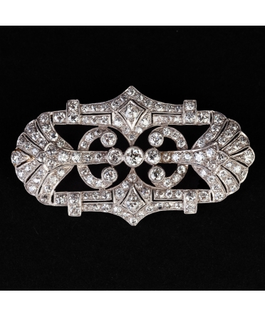 Platinum Art Deco Diamond Brooch - 1