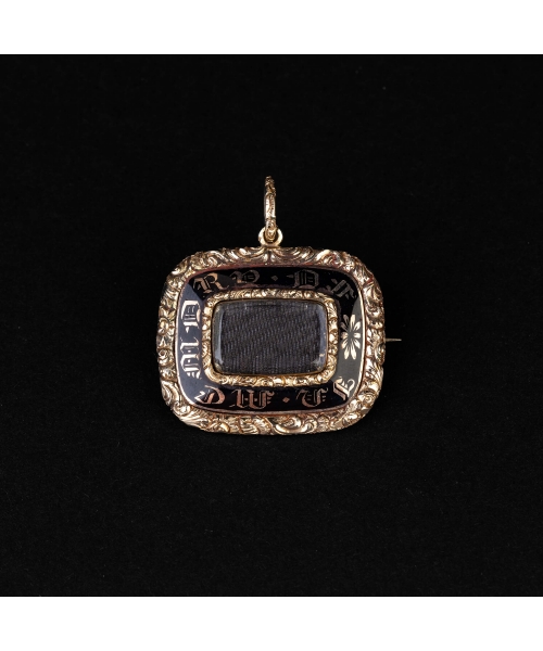 Gold sentimental brooch pendant from the 19th century, England - 1