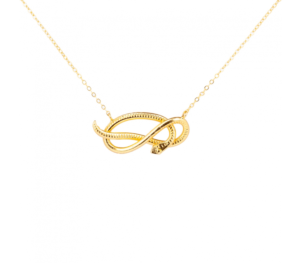 Goldplated snake necklace made of bronze II - 1