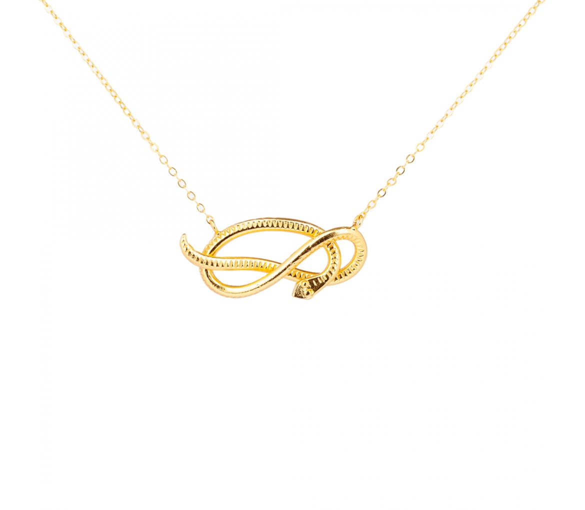 Goldplated snake necklace made of bronze II - 1