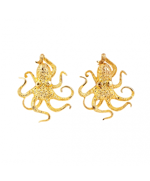 Goldplated bronze octopus earrings - 1