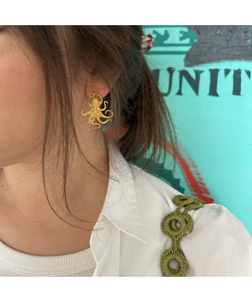 Goldplated bronze octopus earrings - 2