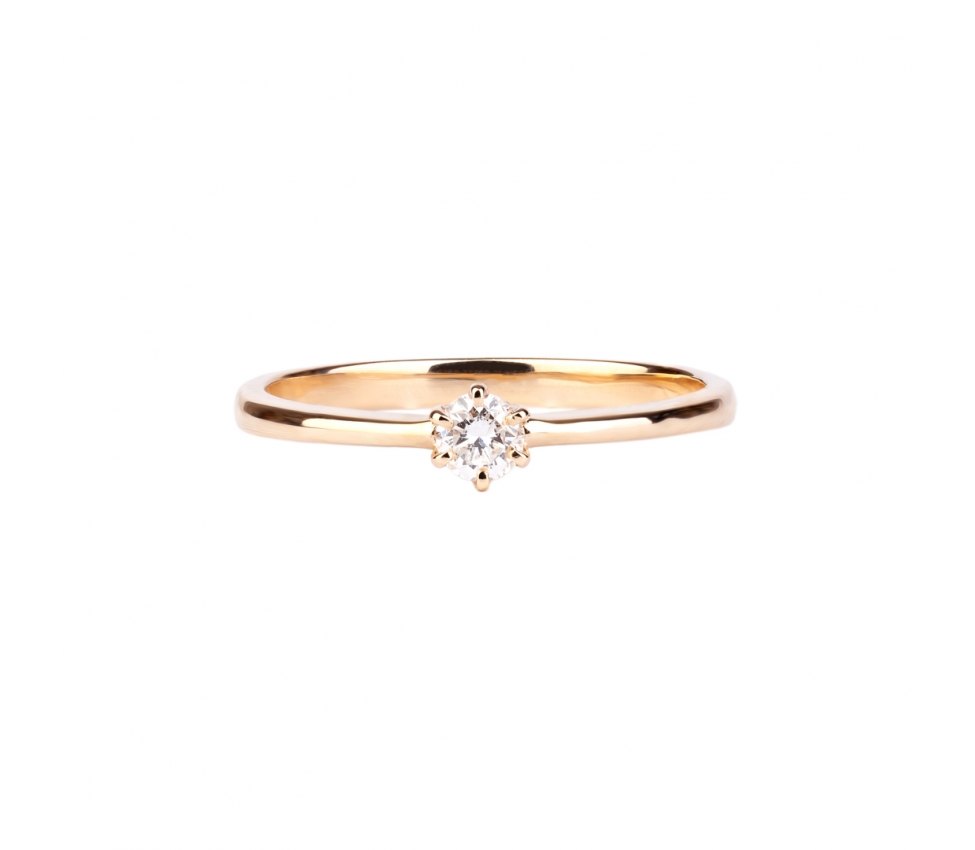 Gold engagement ring with white diamond - 1