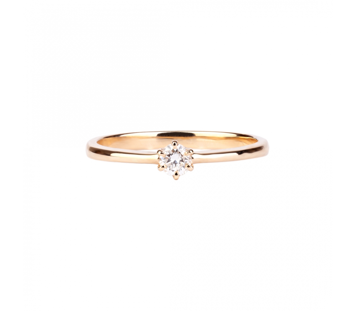 Gold engagement ring with white diamond - 1