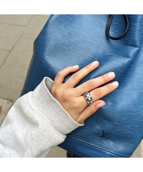 Gold signet ring with calibrated sapphires, vintage, Paris - 2