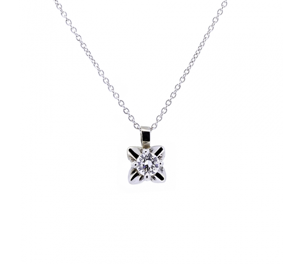 Gold diamond flower necklace - 1