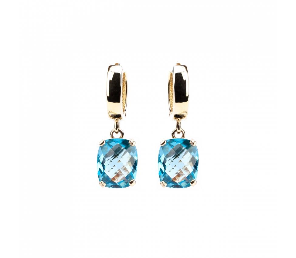 Gold Dolce Vita earrings with Swiss Blue topaz - 1