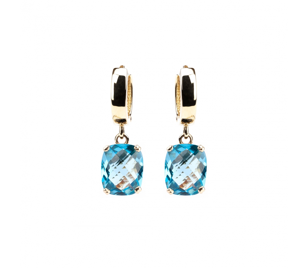 Gold Dolce Vita earrings with Swiss Blue topaz - 1