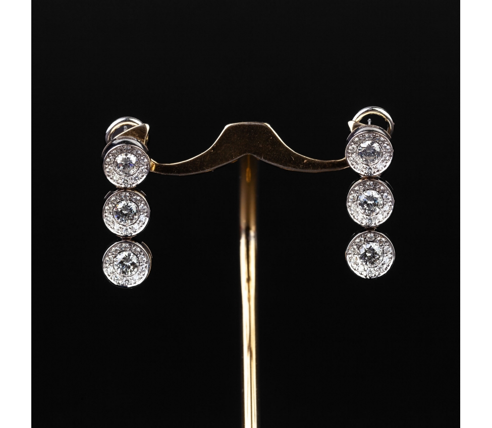 Gold earrings with diamonds, Italy - 1