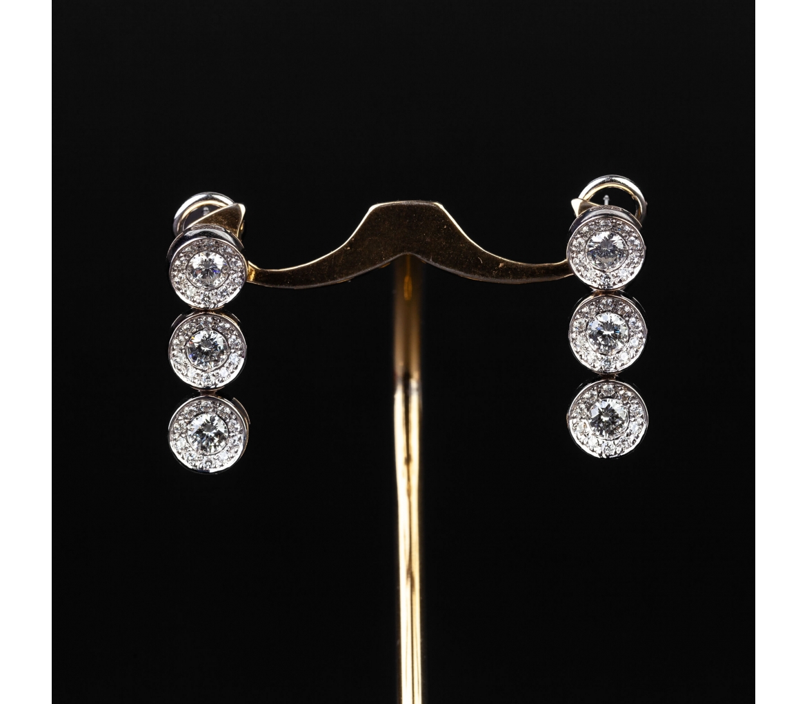 Gold earrings with diamonds, Italy - 1