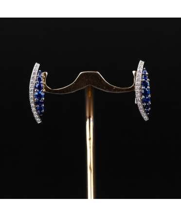 Gold earrings with diamonds and sapphires of the Italian brand Alfieri & St. John - 1