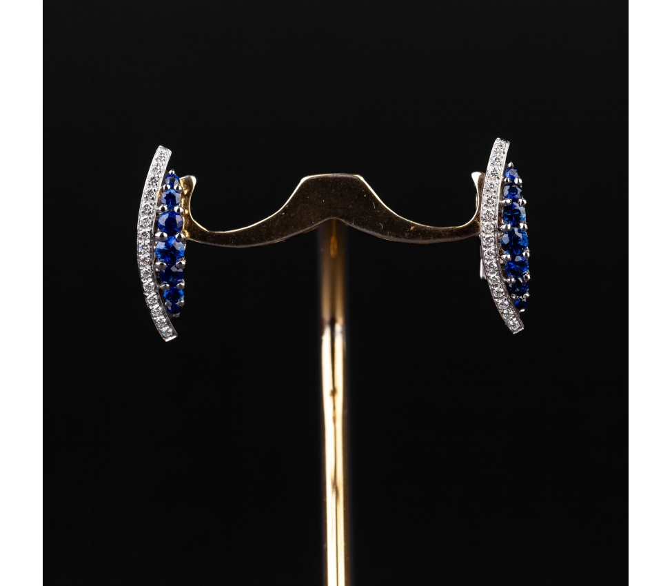 Gold earrings with diamonds and sapphires of the Italian brand Alfieri & St. John - 1