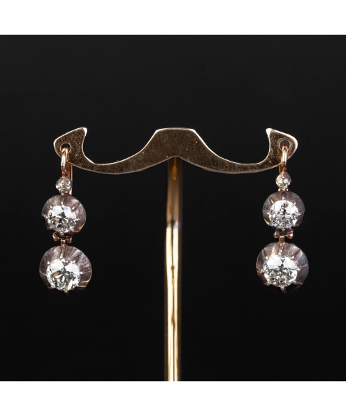 Gold diamond earrings from XIX century - 1