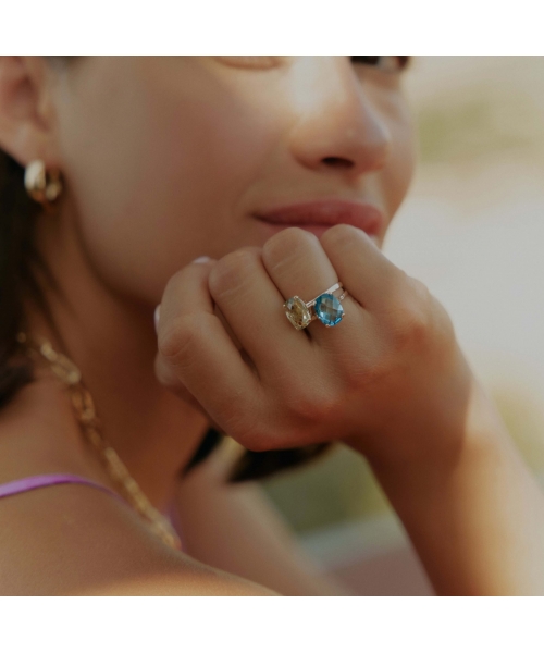 Gold Dolce Vita Mini ring with Swiss Blue topaz - 2