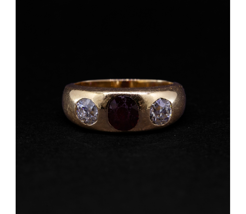 Gold signet ring with ruby ​​and diamonds, Austria-Hungary - 1