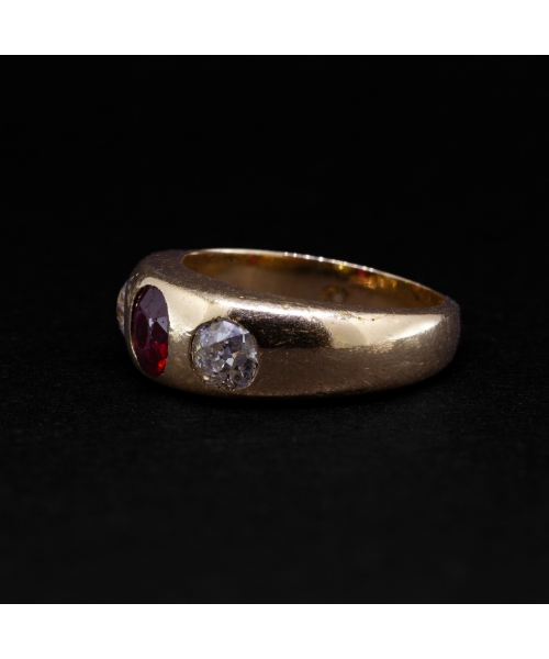 Gold signet ring with ruby ​​and diamonds, Austria-Hungary - 2