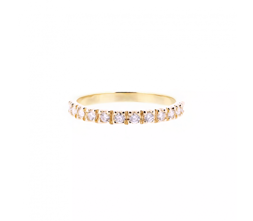 Złota obrączka eternity band z brylantami Light Pink do połowy CMP024 - 1