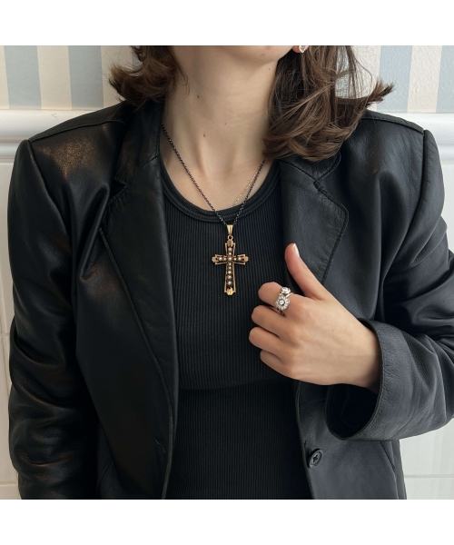 Gold cross pendant with pearls and black enamel, Art Deco, Paris - 2