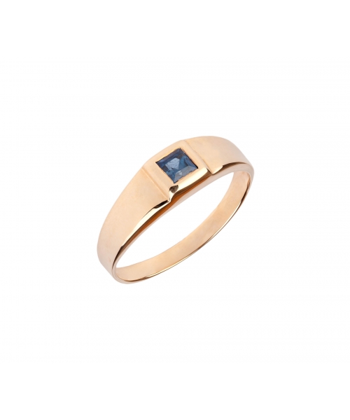 Gold signet ring with sapphire - 2