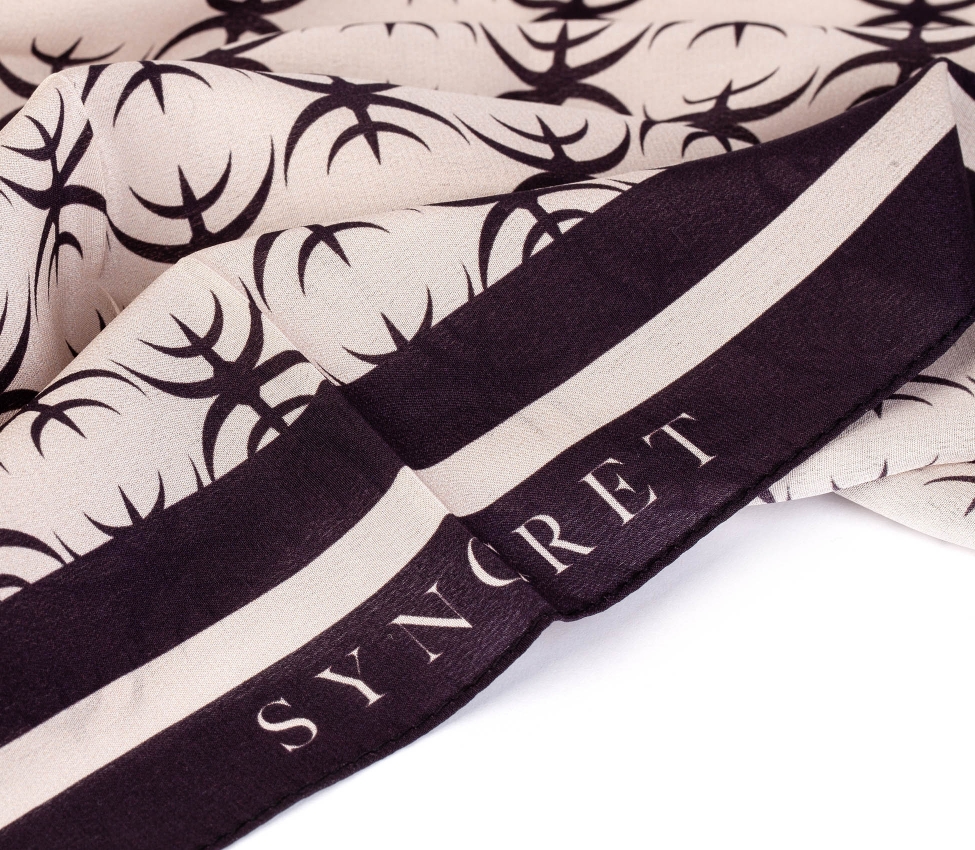 Silk Scarf Syncret 1 Black & White - 1