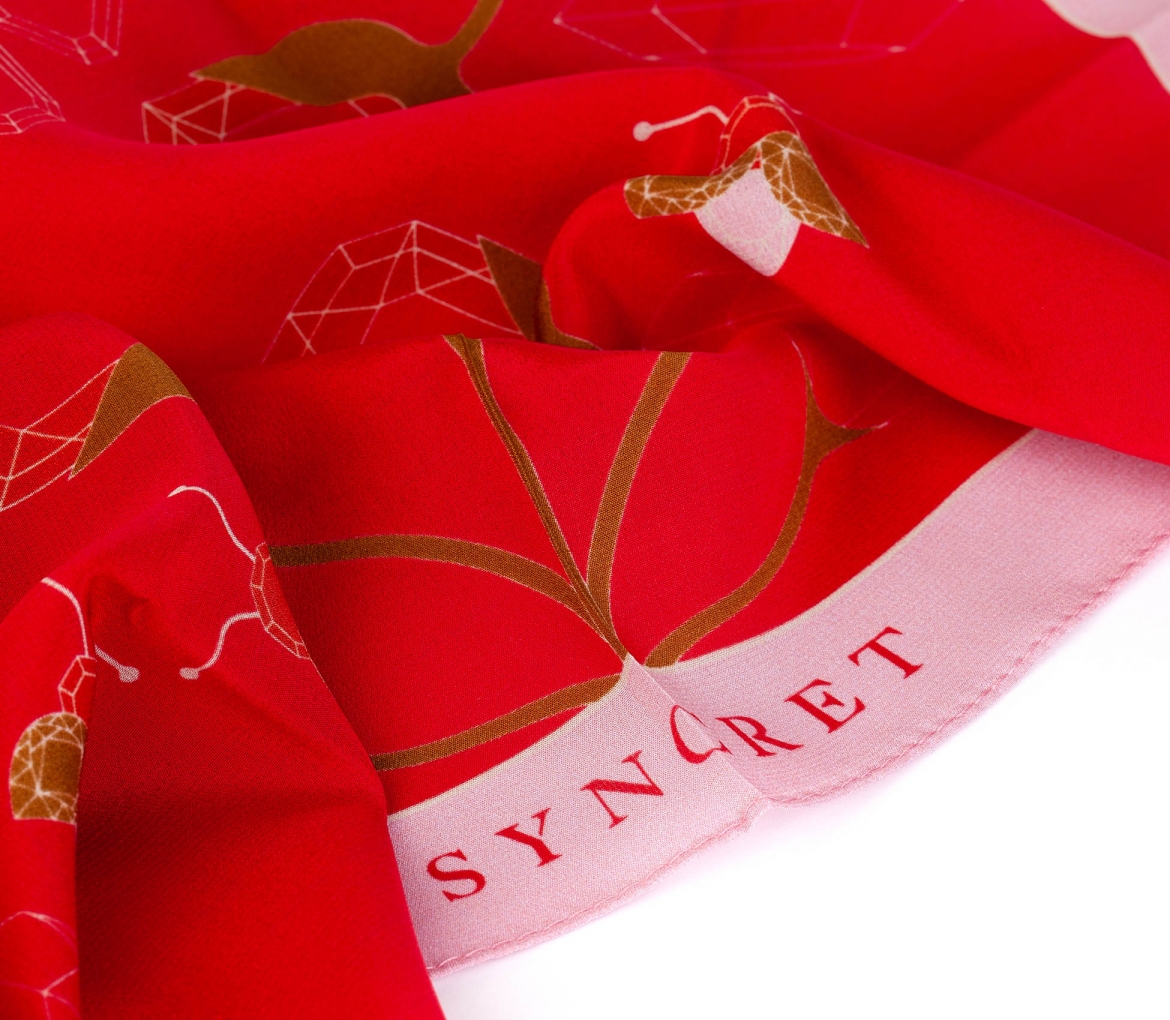 Silk Scarf Syncret 2 Red & Pink - 1