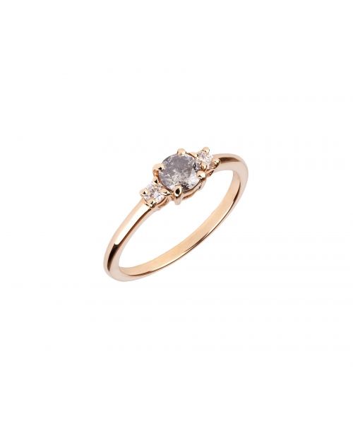 Gold ring with diamonds and Salt & Pepper diamond - 2