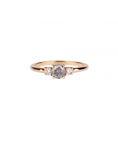 Gold ring with diamonds and Salt & Pepper diamond - 1