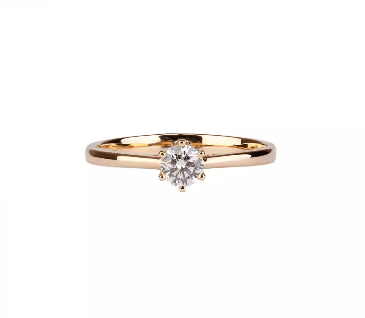 Gold engagement 0.30 ct diamond ring - 1