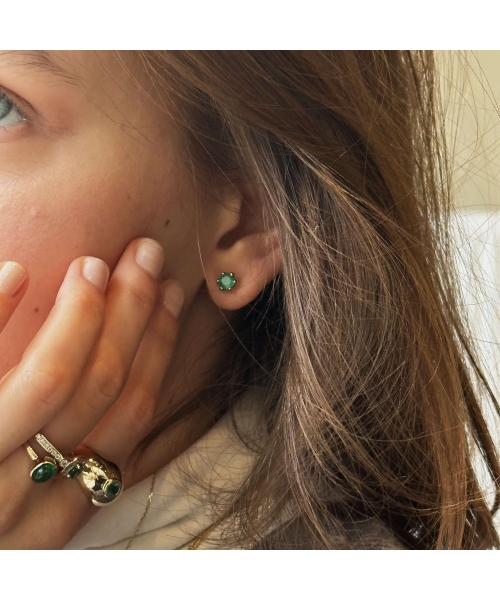 Gold signet ring with emerald - 5