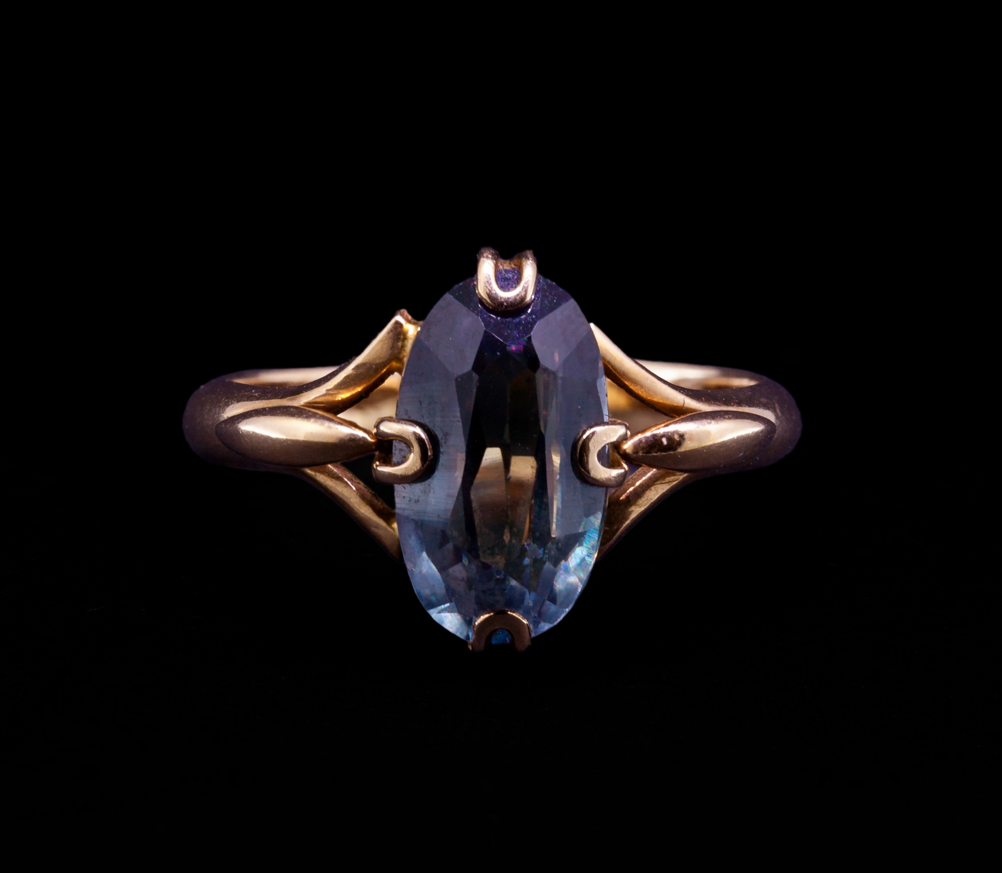 14K Gold, Synthetic Alexandrite Ring, Vintage, USSR, Yerevan - 1 14K Gold, Synthetic Alexandrite Ring, Vintage, USSR, Yerevan - 1