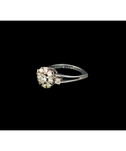 18K Gold, Floral 1ctw Diamond Ring, Vintage - 2